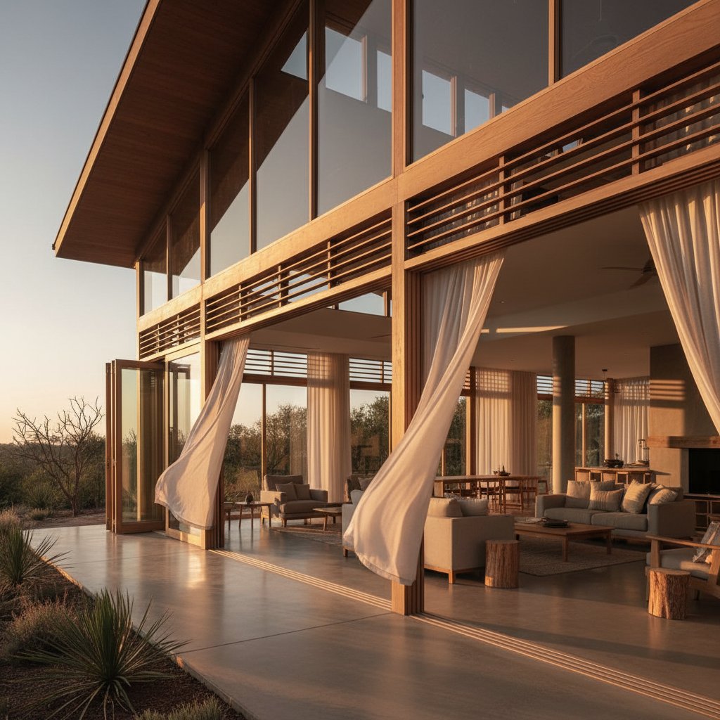 Natural ventilation system design showing cross-ventilation airflow in modern Singapore home